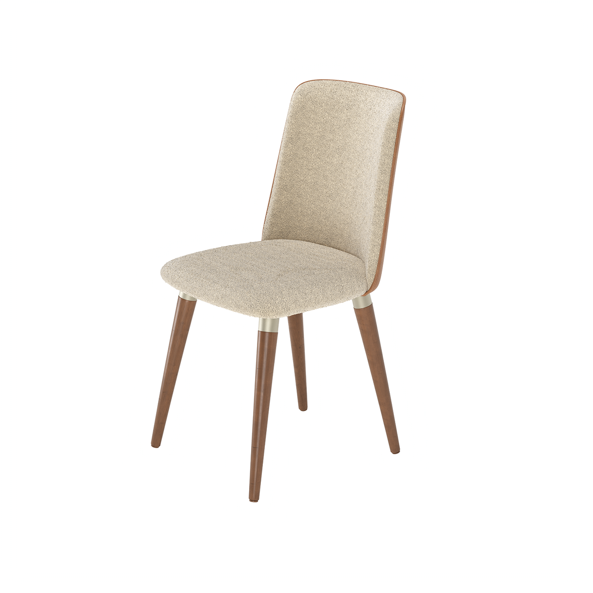 Cadeira Giratória Dakota Província Estofada Madeira Natural Tecido Boucle Caramelo