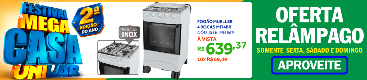 Fogão 4 Bocas Mueller MFI4BB Acendimento Automático Branco Bivolt