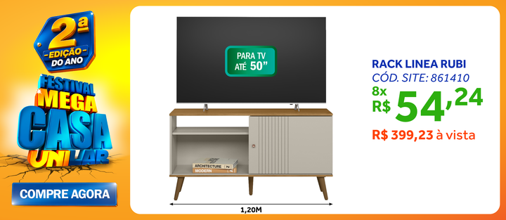 Rack Rubi Linea 120cm Nature e Off White