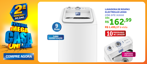 Lavadora de Roupas Electrolux 9kg LED09  Efficient Care Branco 220V