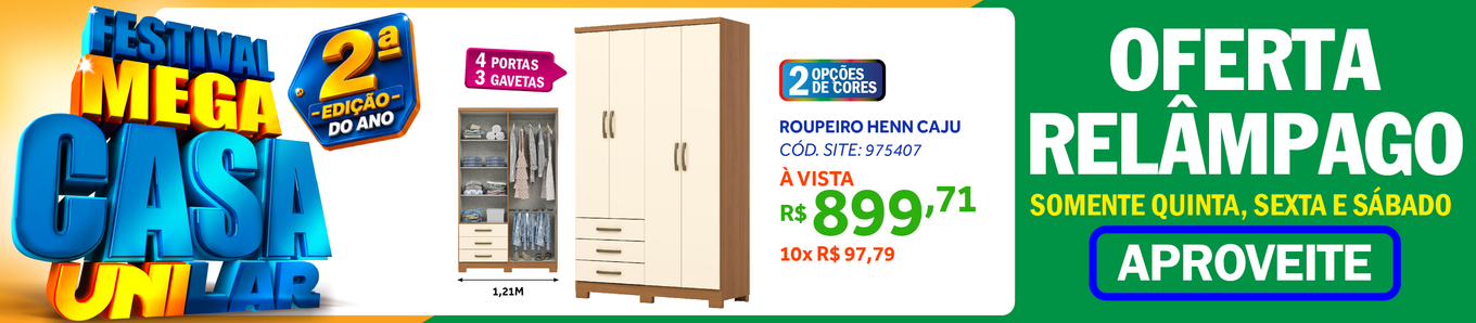 Roupeiro Caju Henn 121cm 4 Portas 3 Gavetas com Pé Cinamomo e Off White