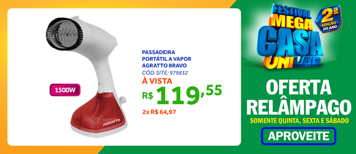 Passadeira Portátil Bravo Agratto a Vapor 1500W Branco 220V
