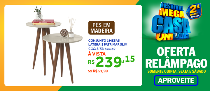 Conjunto de 2 Mesas Laterais Slim Patrimar Off White