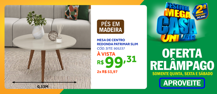 Mesa de Centro Slim Patrimar Redonda Off White
