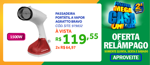 Passadeira Portátil Bravo Agratto a Vapor 1500W Branco 220V
