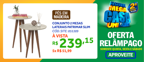Conjunto de 2 Mesas Laterais Slim Patrimar Off White