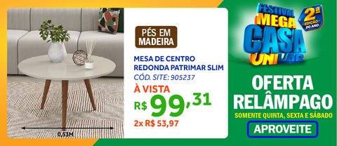 Mesa de Centro Slim Patrimar Redonda Off White