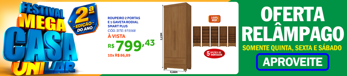Roupeiro Smart Plus Rodial 86cm 100% MDF 2 Portas e 1 Gaveta Cinamomo