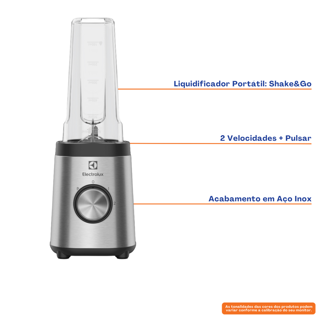 Liquidificador Portátil Electrolux 600ml BSE20 Efficient Sport Blender 320W Inox 220V