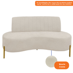 Sofá Living Qatar 160cm Konfort Pés em Metal Dourado Boucle Creme