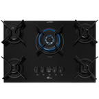 Cooktop a Gás Fischer 5 Bocas Fit Line Tripla Chama Trempe Iron Vidro Preto Bivolt