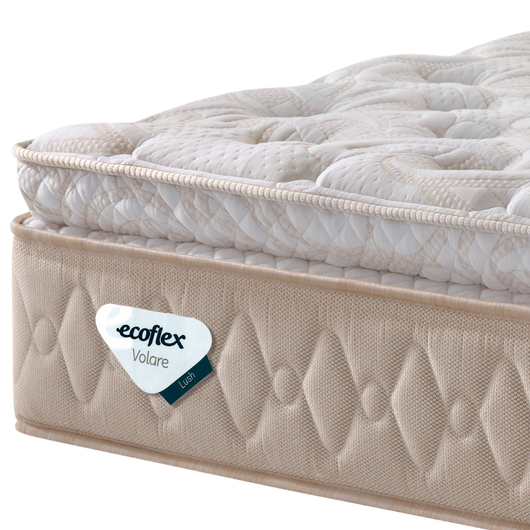Colchão Lush King Ecoflex Molas Ensacadas Wide 193x203x35cm Linho Bege