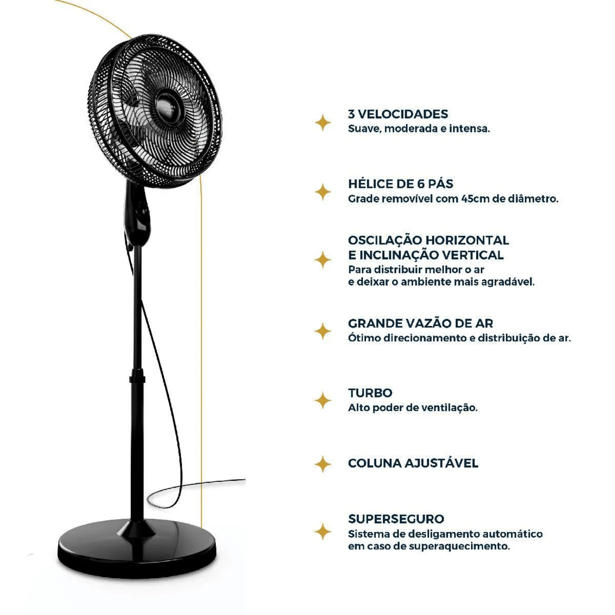 Ventilador de Coluna Britânia Tecnologia Maxx Force BVC41A 160W Preto 220V