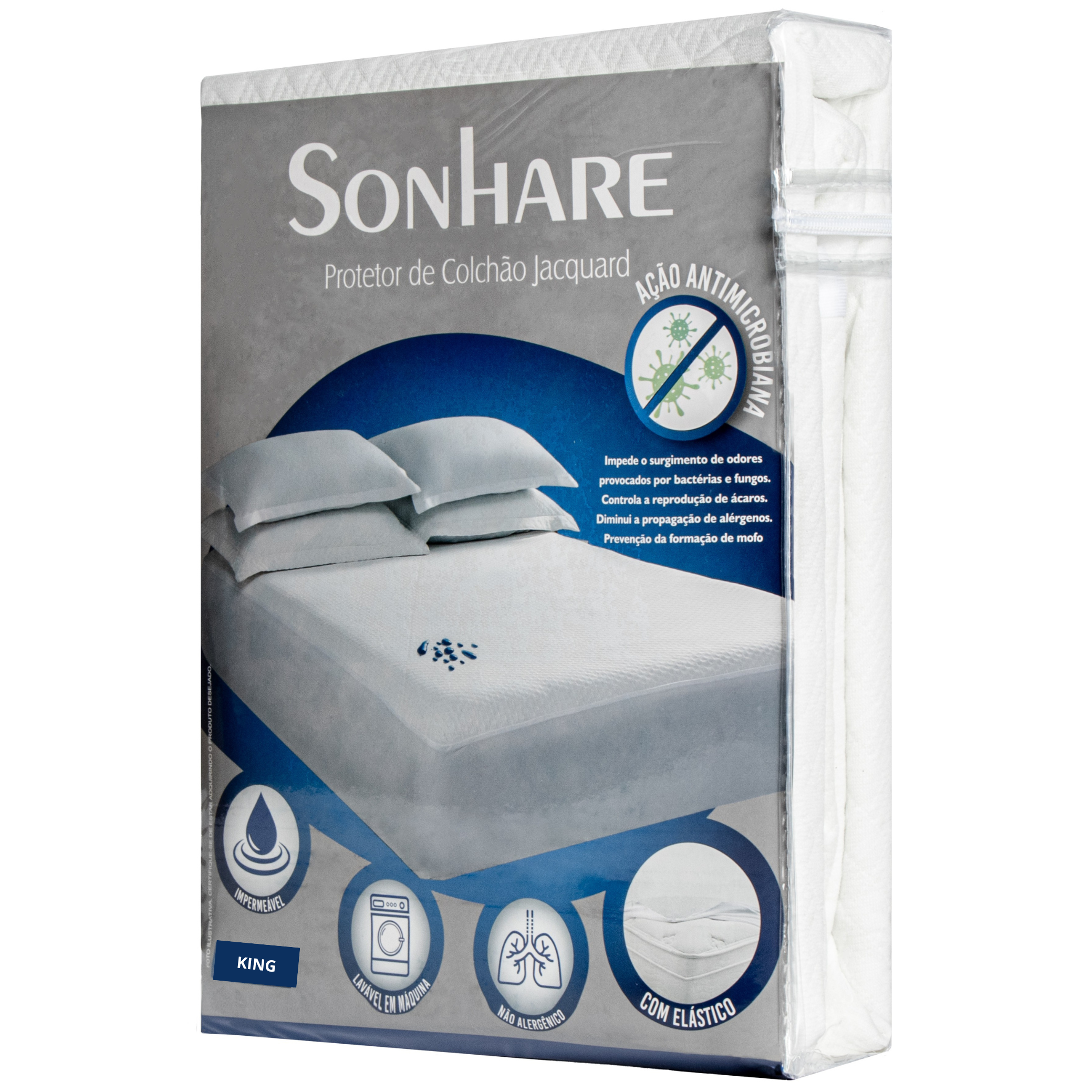 Protetor de Colchão King Naturalle Jacquard 1930x203cm Branco