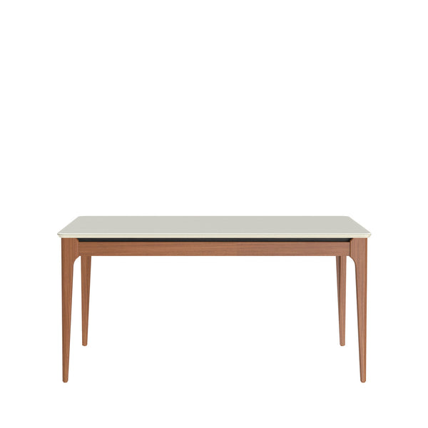 Mesa Retangular Addar Província 184x90cm Natural Tampo com Vidro Off White