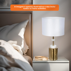 Abajur Florarte Metal com Marmore Dourado Branco Bivolt