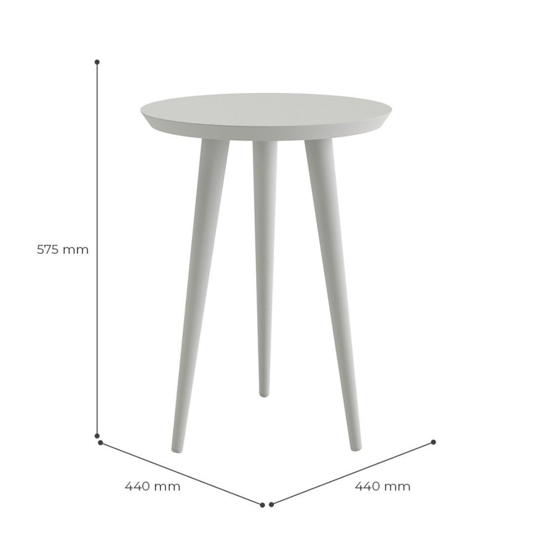 Mesa Lateral Luna 44cm Patrimar Redonda Off White