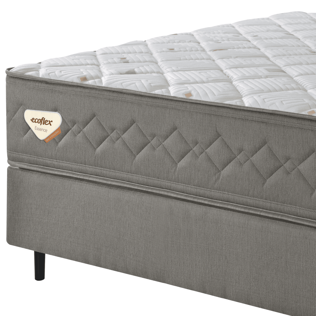 Conjunto Cama Box New 4 Estações Queen Ecoflex 158x198x69cm Molas Ensacadas Wide Chumbo