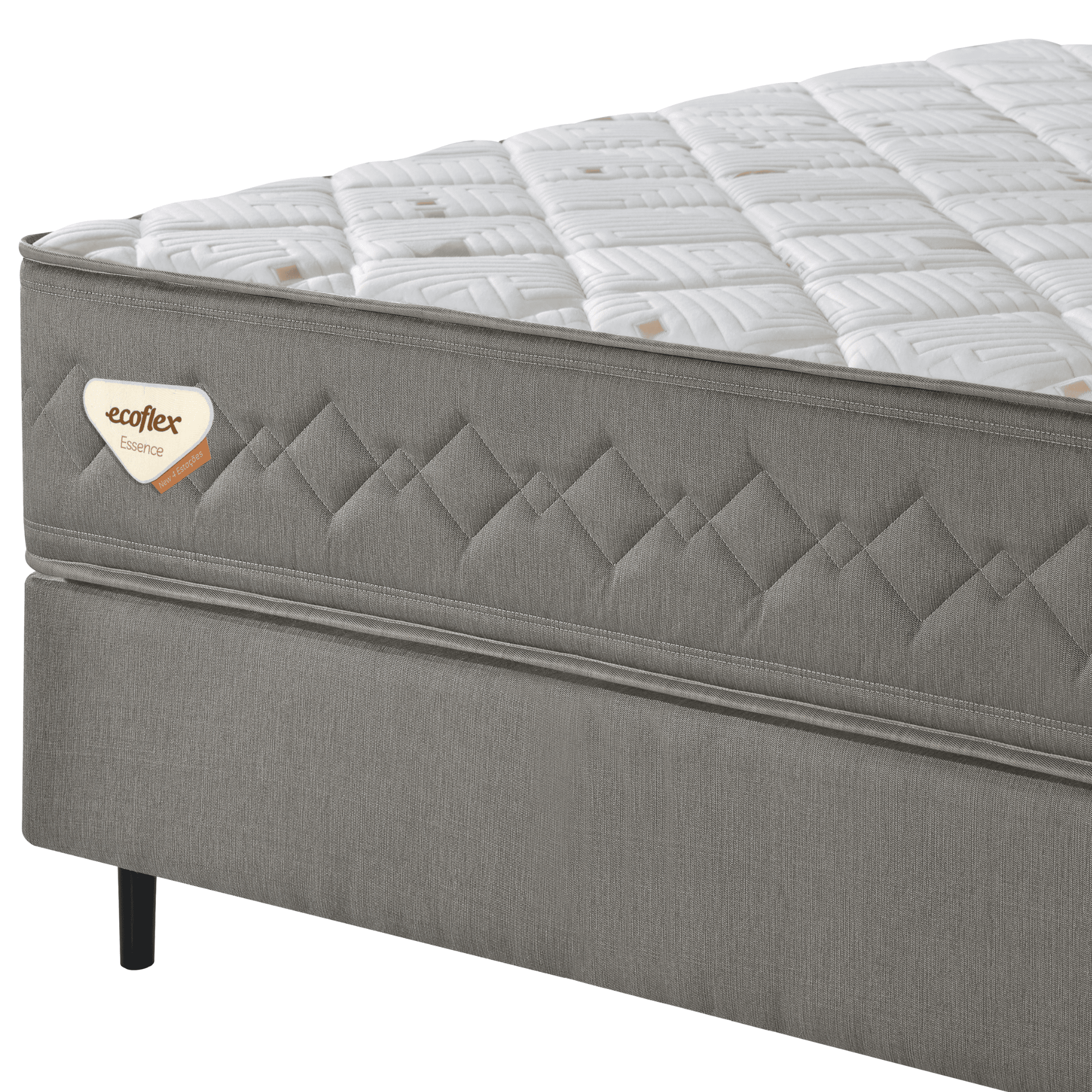 Conjunto Cama Box New 4 Estações Queen Ecoflex 158x198x69cm Molas Ensacadas Wide Chumbo