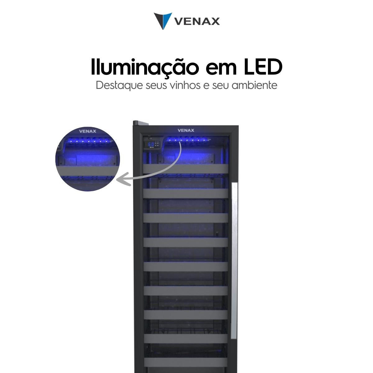 Adega Venax 50 Garrafas Piubella 1 Porta Invertida 19940 Preto 220V