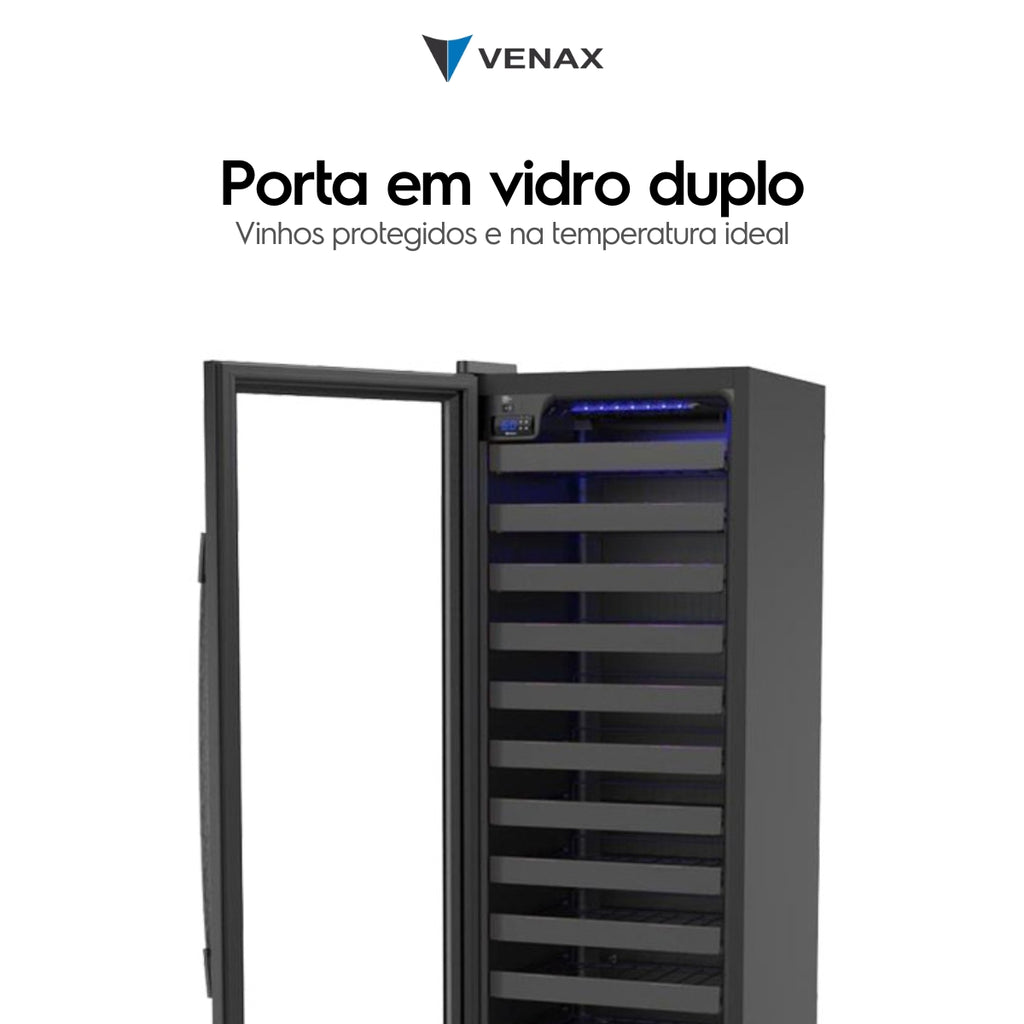 Adega Venax 50 Garrafas Piubella 1 Porta Invertida 19940 Preto 220V