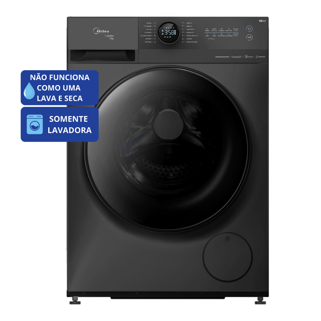 Lavadora de Roupas Midea 13KG HealthGuard Smart Motor Inverter Titanium 220V