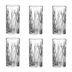 Jogo 6 Copos Full-Fit em Cristal Ecológico  350ml Borda Dourada
