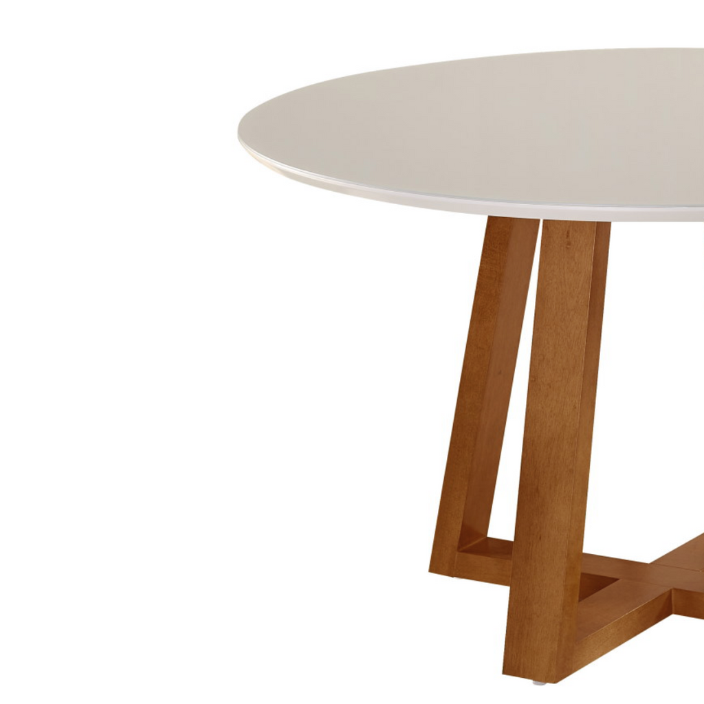 Mesa Redonda Versatile Ferrati 130x130cm Champanhe Tampo com Vidro New Off White