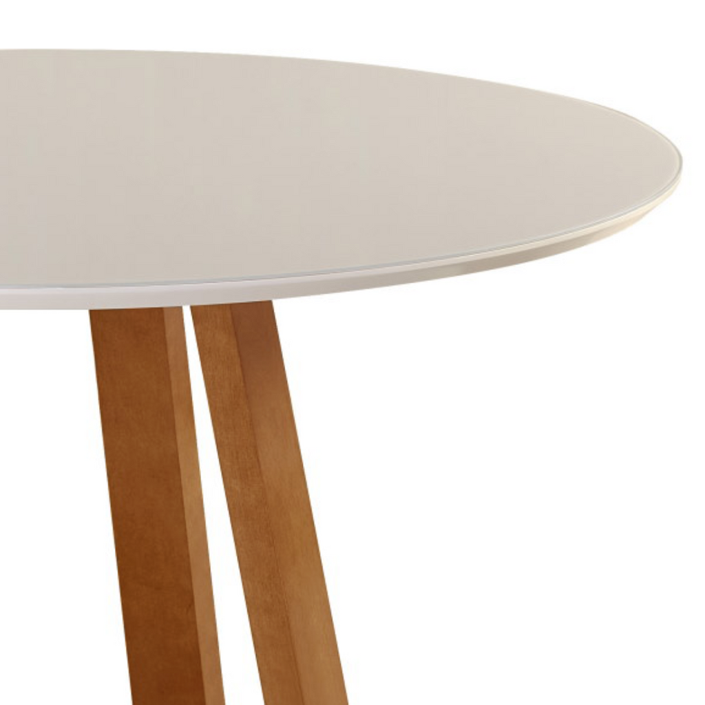 Mesa Redonda Versatile Ferrati 130x130cm Champanhe Tampo com Vidro New Off White