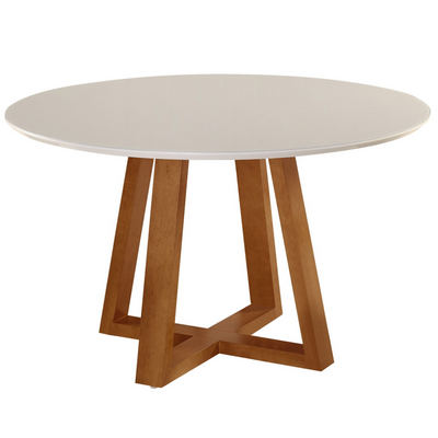 Mesa Redonda Versatile Ferrati 130x130cm Champanhe Tampo com Vidro New Off White