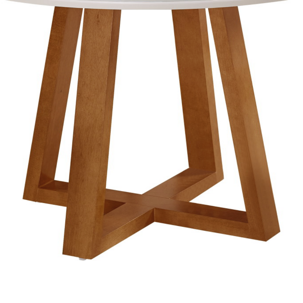 Mesa Redonda Versatile Ferrati 130x130cm Champanhe Tampo com Vidro New Off White