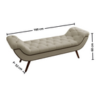 Puff Recamier Veneza Perfan 160cm com Tachas Bege