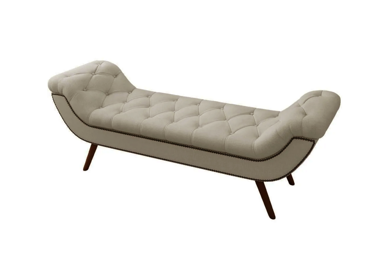 Puff Recamier Veneza Perfan 160cm com Tachas Bege