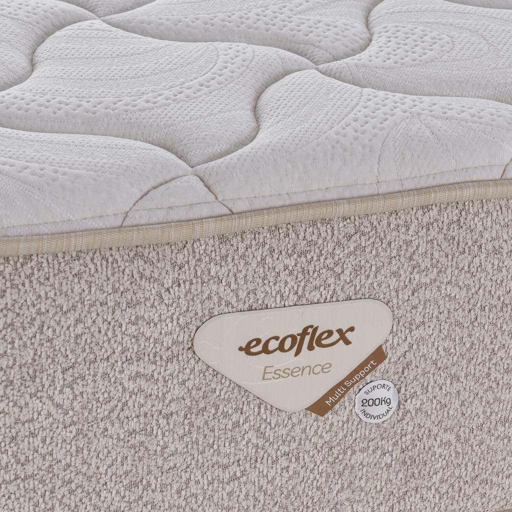 Conjunto Cama Box Multi Suportt Queen Ecoflex 158x198x57cm Miracoil Bouclê Bege