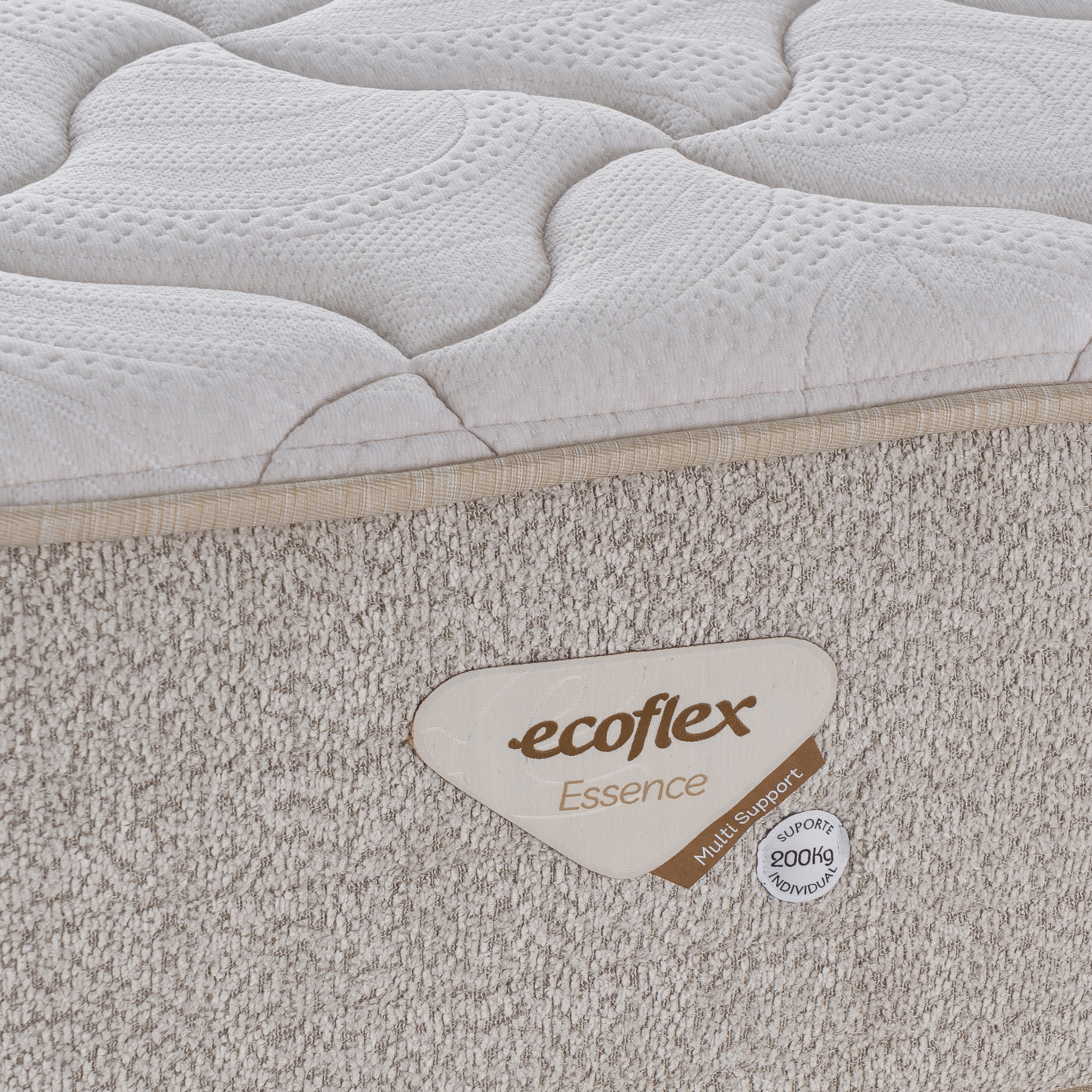 Conjunto Cama Box Multi Suportt Queen Ecoflex 158x198x57cm Miracoil Bouclê Bege