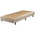 Conjunto Cama Box High Spring Linen Solteiro Queen Ecoflex 96x203x58cm Molas Superlastic Bege