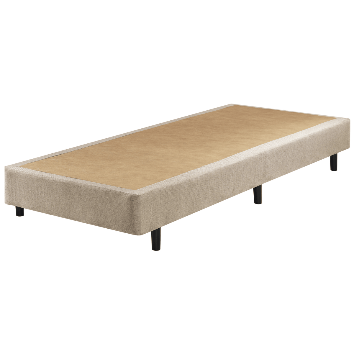 Conjunto Cama Box High Spring Linen Solteiro Queen Ecoflex 96x203x58cm Molas Superlastic Bege