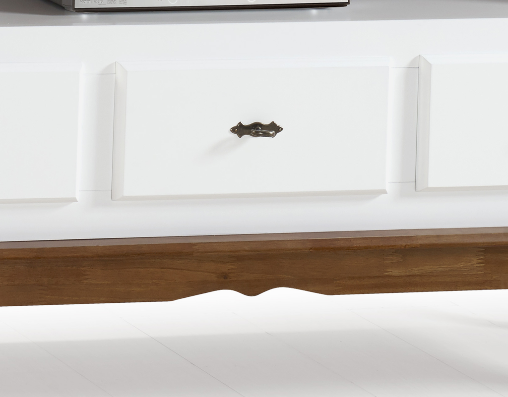 Rack Rústico 150cm Linz 60501 3 Gavetas Branco e Imbuia