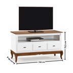Rack Rústico 150cm Linz 60501 3 Gavetas Branco e Imbuia