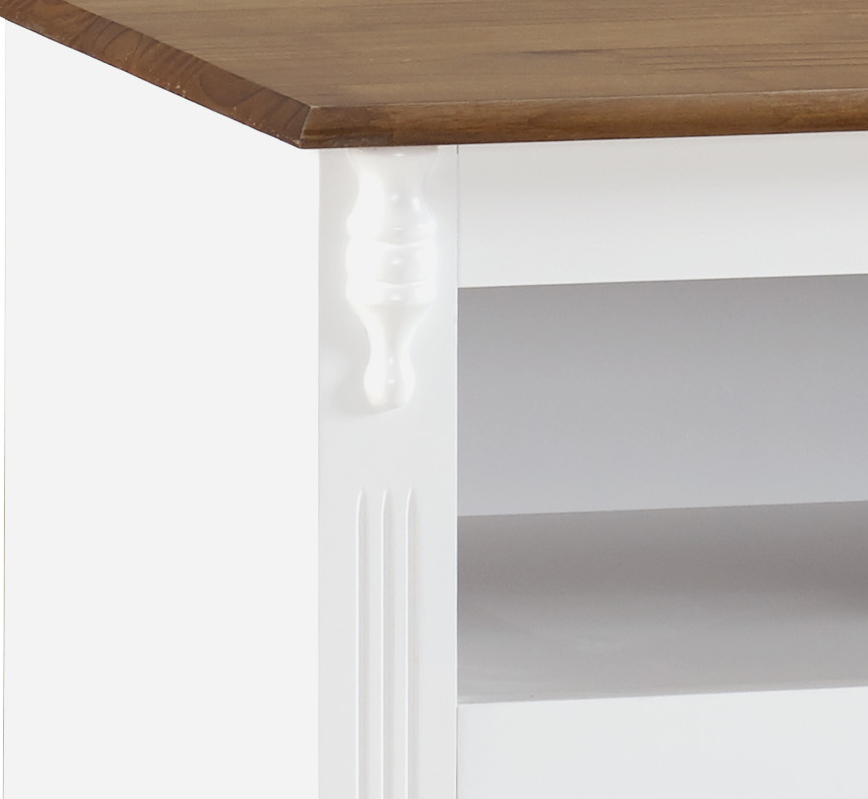 Rack Rústico 150cm Linz 60501 3 Gavetas Branco e Imbuia