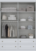 Roupeiro Americano Henn 159cm 4 Portas 4 Gavetas Branco