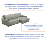 Sofá Nivus 240cm Temda 2 Assentos Retráteis Linho Cinza