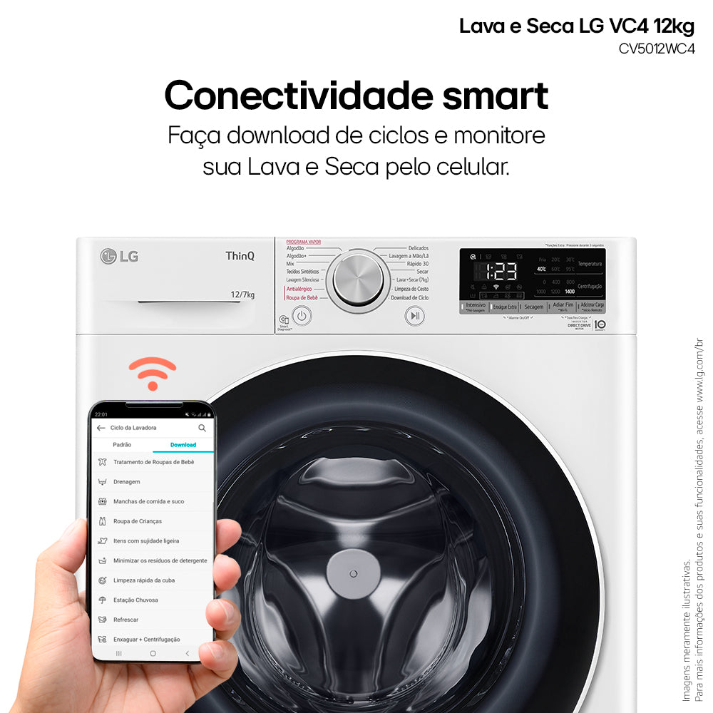 Lava e Seca LG 14kg VC4 AI DD Smart Branca 220V