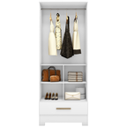 Roupeiro Smart Plus Rodial 86cm 100% MDF 2 Portas e 1 Gaveta Branco