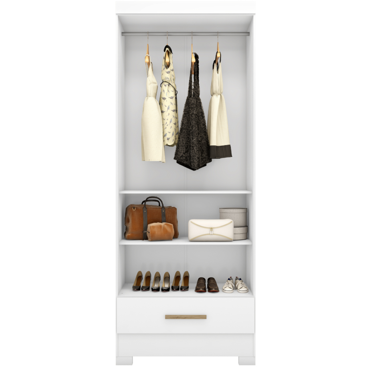 Roupeiro Smart Plus Rodial 86cm 100% MDF 2 Portas e 1 Gaveta Branco