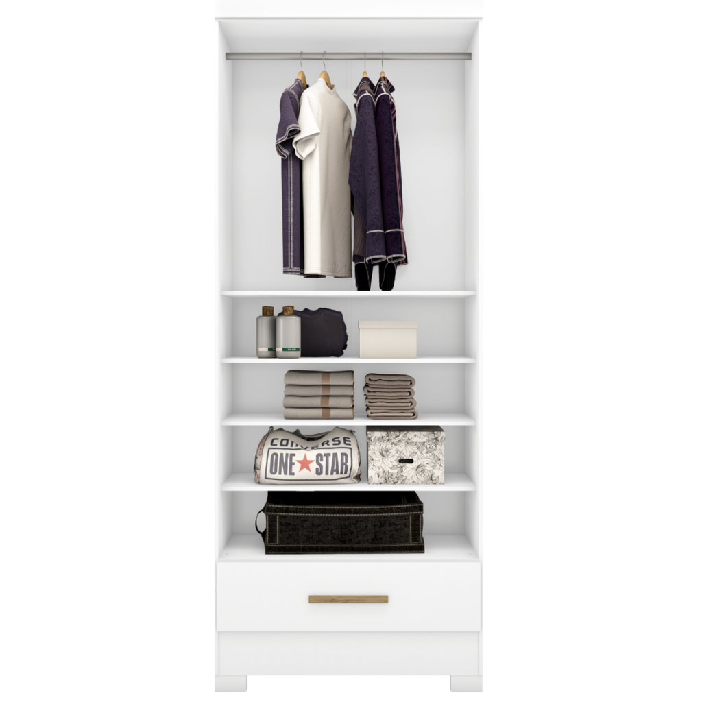 Roupeiro Smart Plus Rodial 86cm 100% MDF 2 Portas e 1 Gaveta Branco