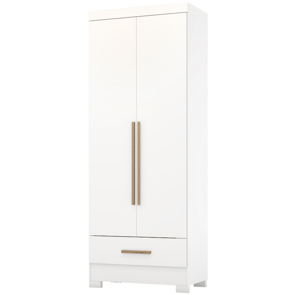 Roupeiro Smart Plus Rodial 86cm 100% MDF 2 Portas e 1 Gaveta Branco