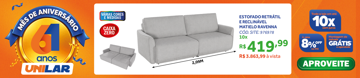 Sofá Ravenna 209cm Matielo 2 Assentos Retráteis Encostos Reclináveis Linho Cinza