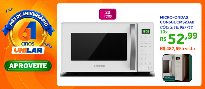 Micro-ondas Consul 23L Função Marmita CMS23AB Branco 220V