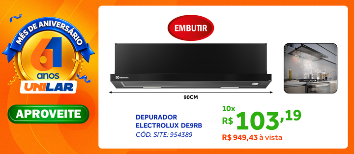 Depurador de Ar de Embutir Electrolux Efficient 90cm DE9RB Retrátil com LED Black 220V